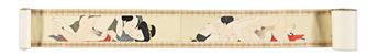 (EROTICA -- JAPANESE.) Meiji period shunga scroll depicting 6 different sex acts in the ukiyo-e style.